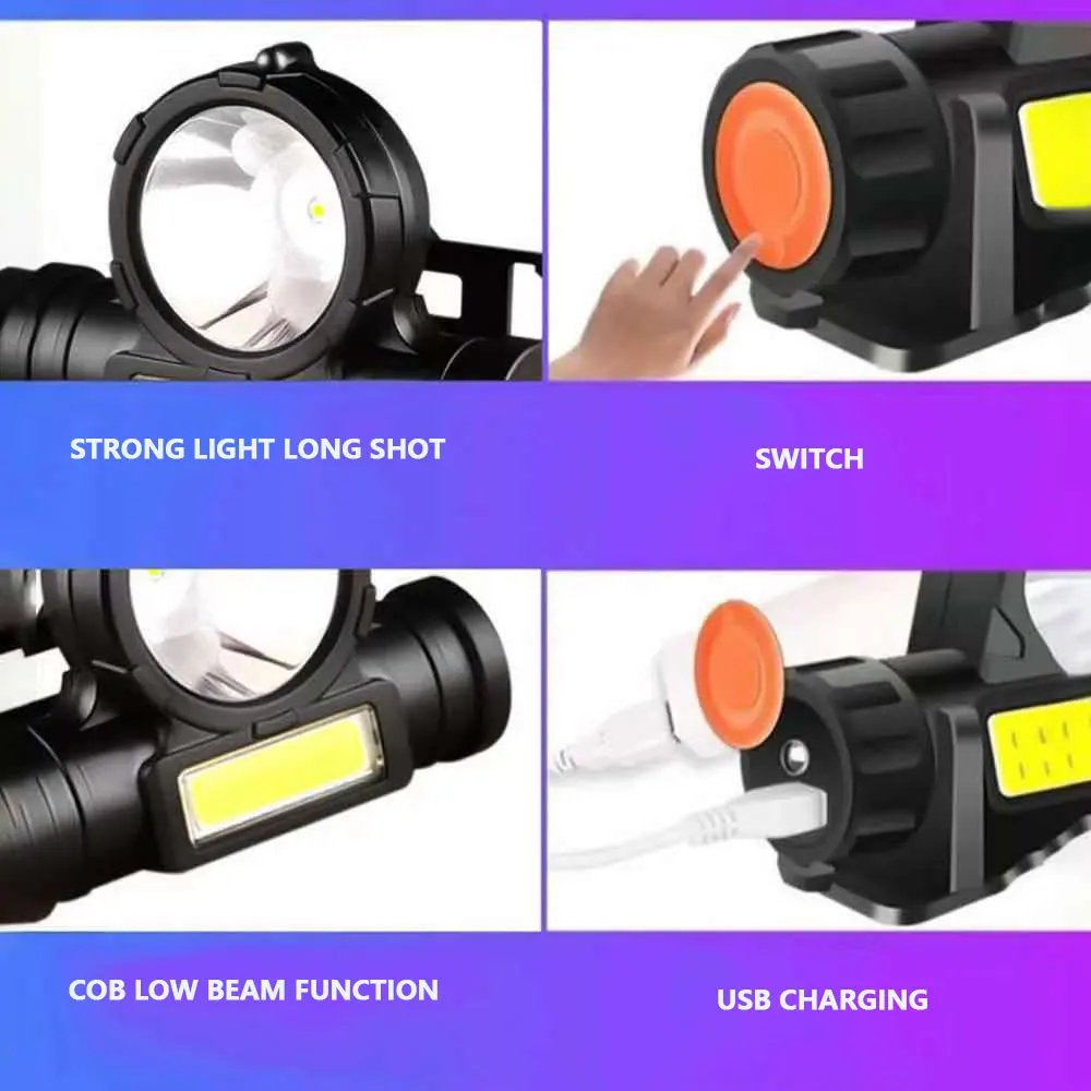 Portable LED Headlamp Waterproof COB Lantern Head Lamp USB Rechargeable 18650 Headlight Work Light with Magnet Fishing Torch head flashlight,cob headlamp