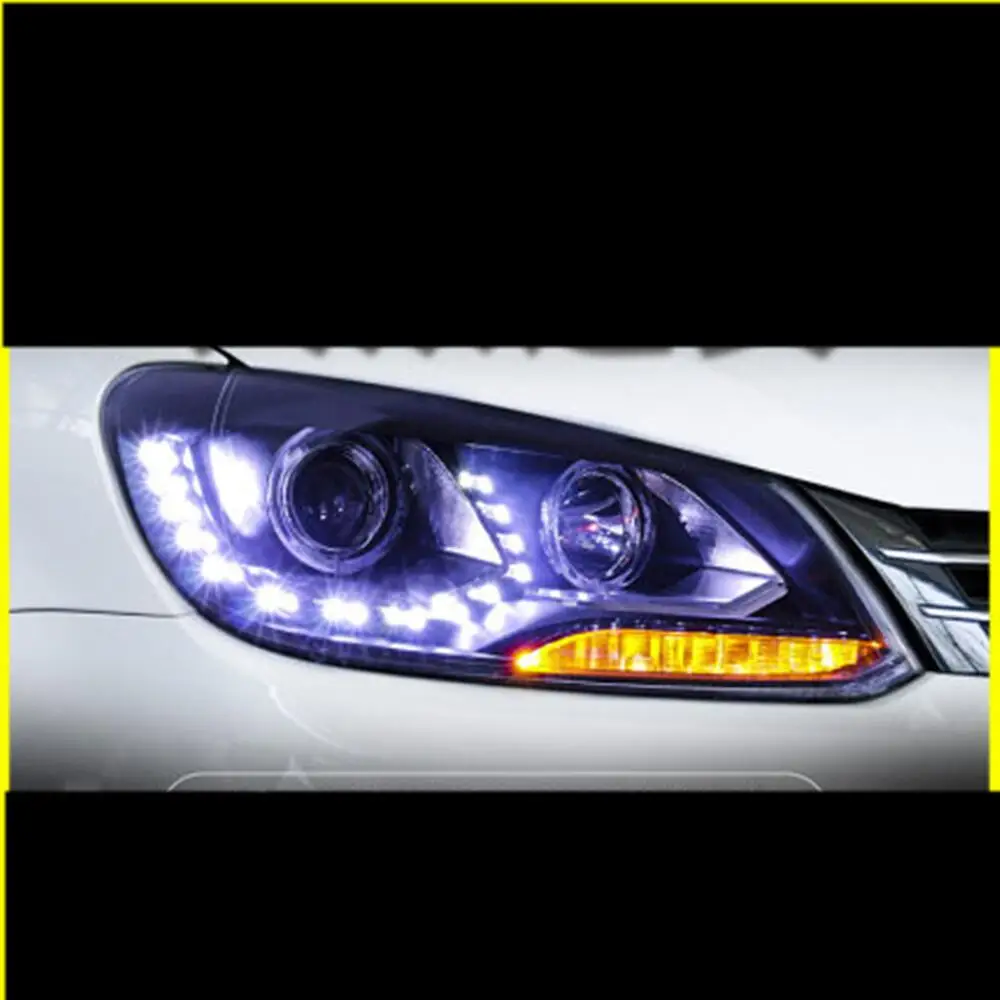 

Светодиодные фары для Volkswagen vw Touran 2011-15, ангельские глазки, Ксеноновые дневные ходовые огсветильник, желтый сигнал поворота, автомобиламламлам