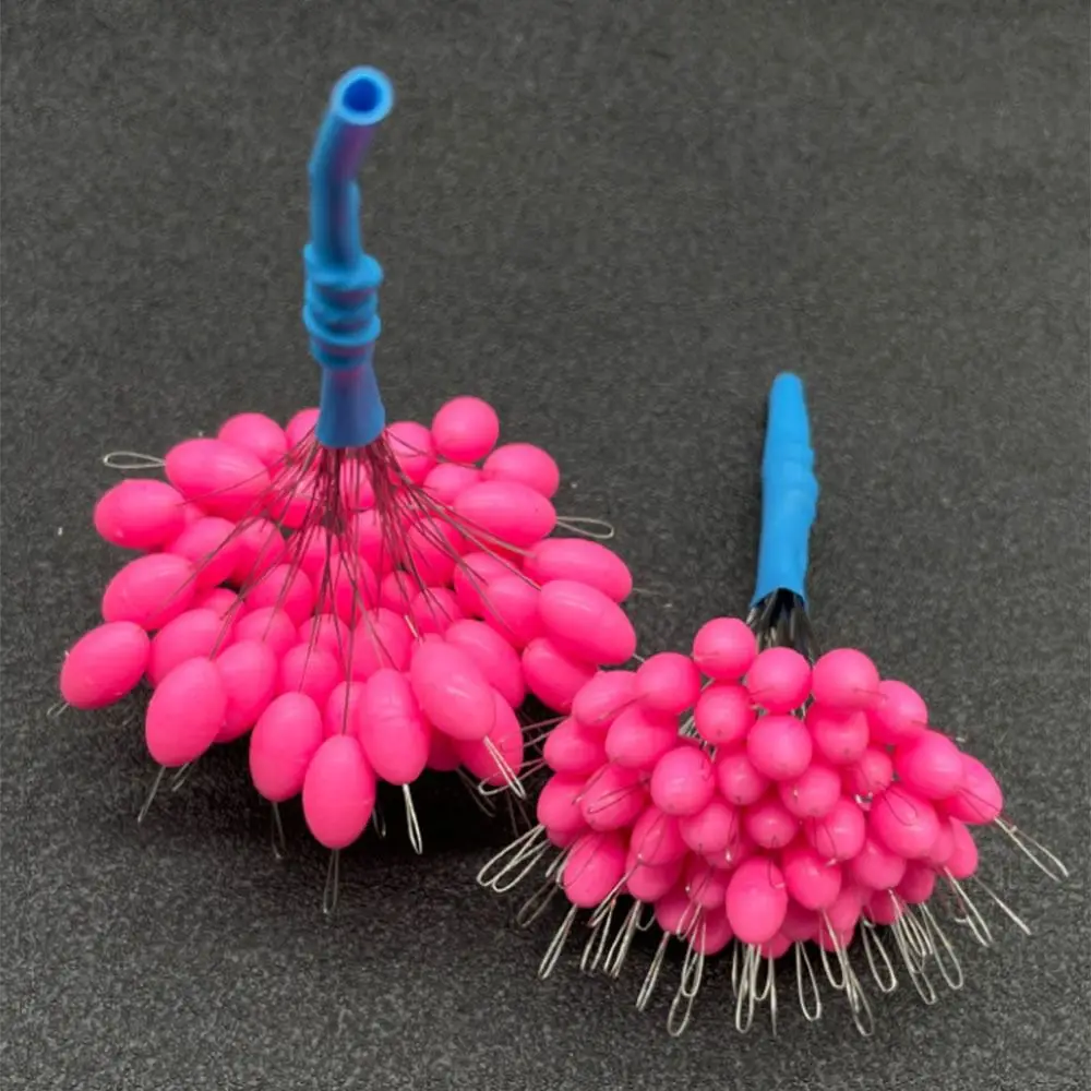 50pcs/lot Pink Float Silicone Rubber Stopper S  L Fishing Bobber Stopper Float Cylindrical Space Bean Fish Line Accessories