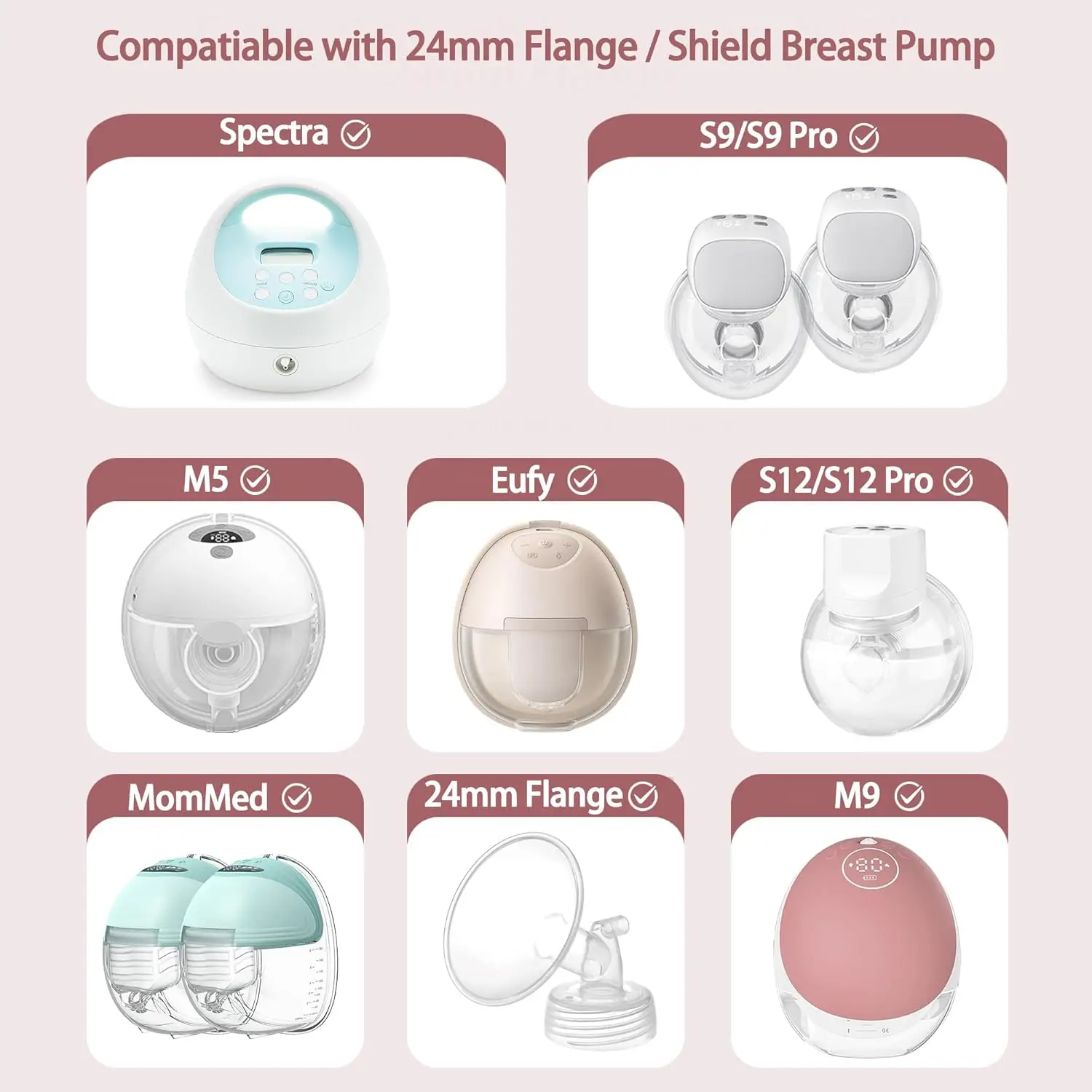 Flange Inserts Compatible with for Momcozy M5/M6/M9/V1 Pro/V2 Pro Breast Pump,Flange Insert for Breast Pump Replacement 3