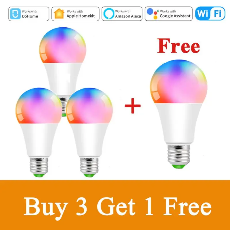 

Homekit WIFI Smart Bulb E27 RGBCW Dimmable Lightbulb 12W LED Lamp App/Voice/Timer Control Via Dohome Siri Alexa Google Home