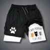 Funny Cat Print Running Shorts Men Sportswear Y2k Animal Pattern Gym Quick Dry Short Pant Summer Fitness Double-deck Short Pant 3