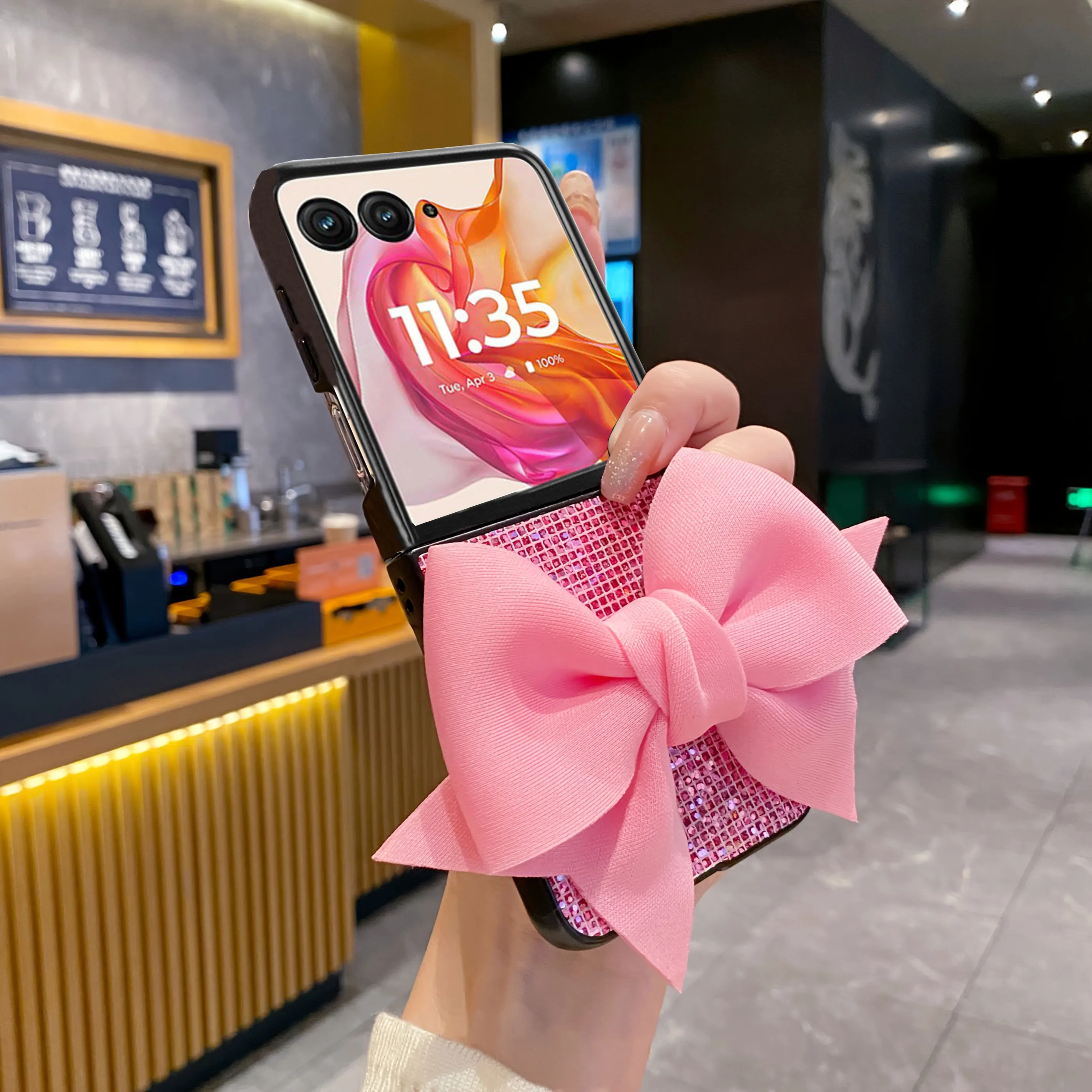 Chic Pink 3D Bow Shockproof Glitter Phone Case
