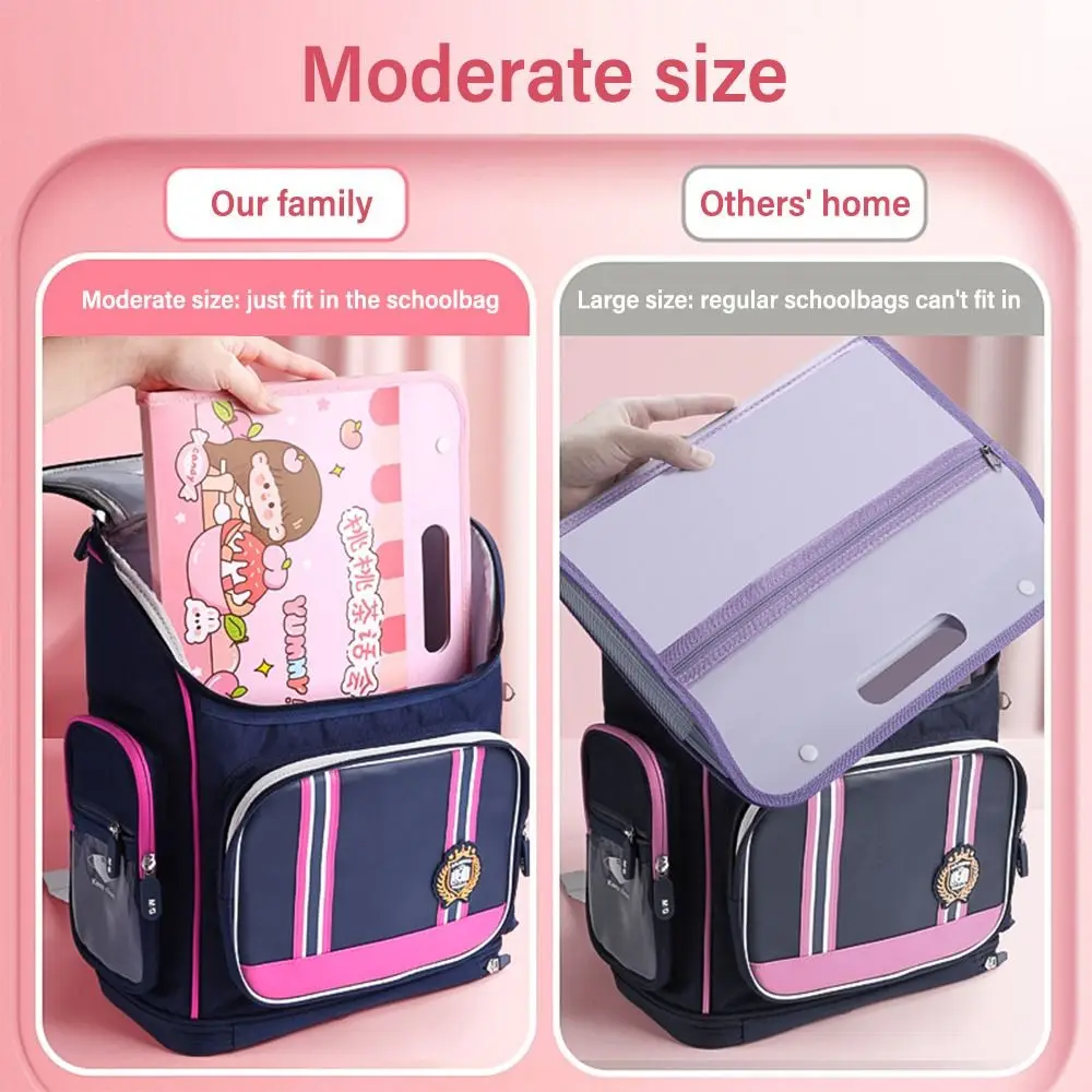 14 Pockets A4 File Folder Cartoon Horizontal Waterproof Test Paper Storage Folder PP Large Capacity Document Bag