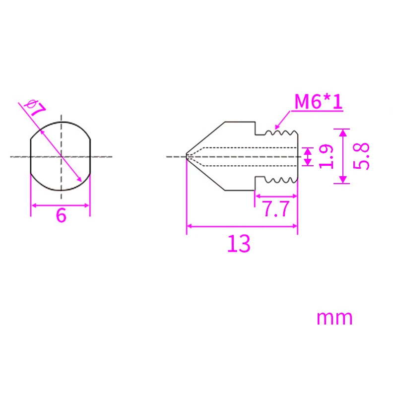 3D 프린터 노즐 E3D 고정밀 황동 0.2mm-1.0mm 1.75MM 공급 CR10 CR10S Ender-3 압출기 헤드 3D 프린터 부품