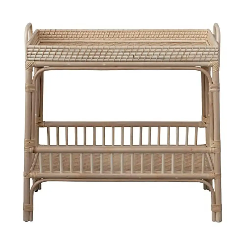 

Hand-Crafted Bamboo Rattan Console Table with Shelf Natural 33" x 14" x 33