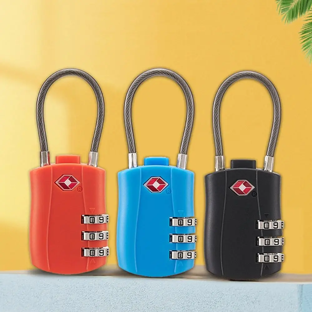 Portable Padlock Wire Rope TSA Customs Lock 3 Digit Combination Lock Anti-theft Lock Safely Code Padlock Luggage Lock Security