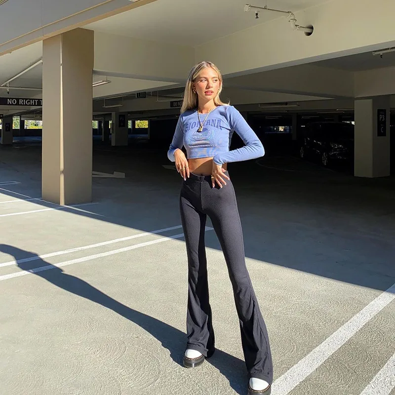 

Spring Summer Skinny Flare Pants Women Korean Fashion Office Suit Pants Woman Black High-waisted Wide Leg Trousers 2023