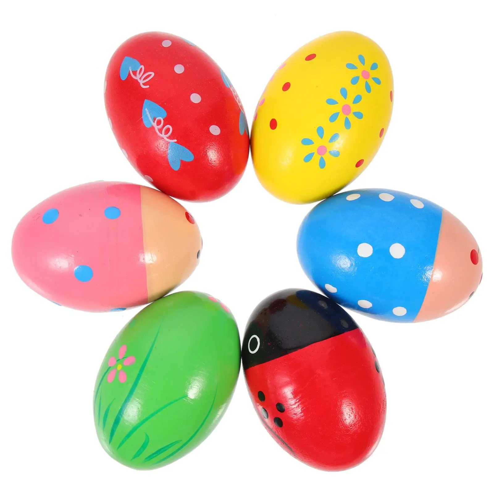 6Pcs Colorful Wooden Sand Eggs Musical Toys For Children Safe Paint Good Workmanship Percussion Instrument Plaything