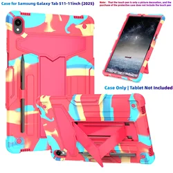 Heavy Duty Shockproof Rugged Protective Tablet Case with Kickstand and Pen Holder for Galaxy S11 - 11inch (Rainbow RoseRed)