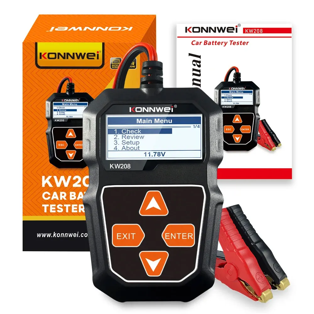 KONNWEI KW208 자동차 배터리 테스터, 12 V 100-2000CCA, 크랭킹 충전 회로 테스터, 배터리 분석기, 12 V 배터리 도구, BM550
