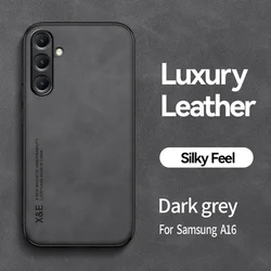 Vintage Magnetic Suede Leather Shockproof Matte Silicone Case Cover for Galaxy A16 5G (Dark Grey)