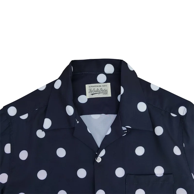 High Street Japanese Grey Black WACKO MARIA DOTS OPEN COLLAR