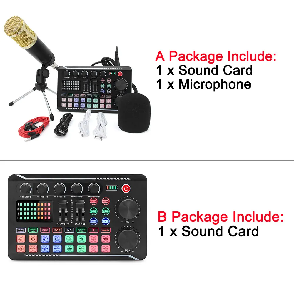 DJ Equipment Microphone Sound Card Console Studio Sound Card Kit Cable Phone Mixing Computer Live Voice Mixer F998