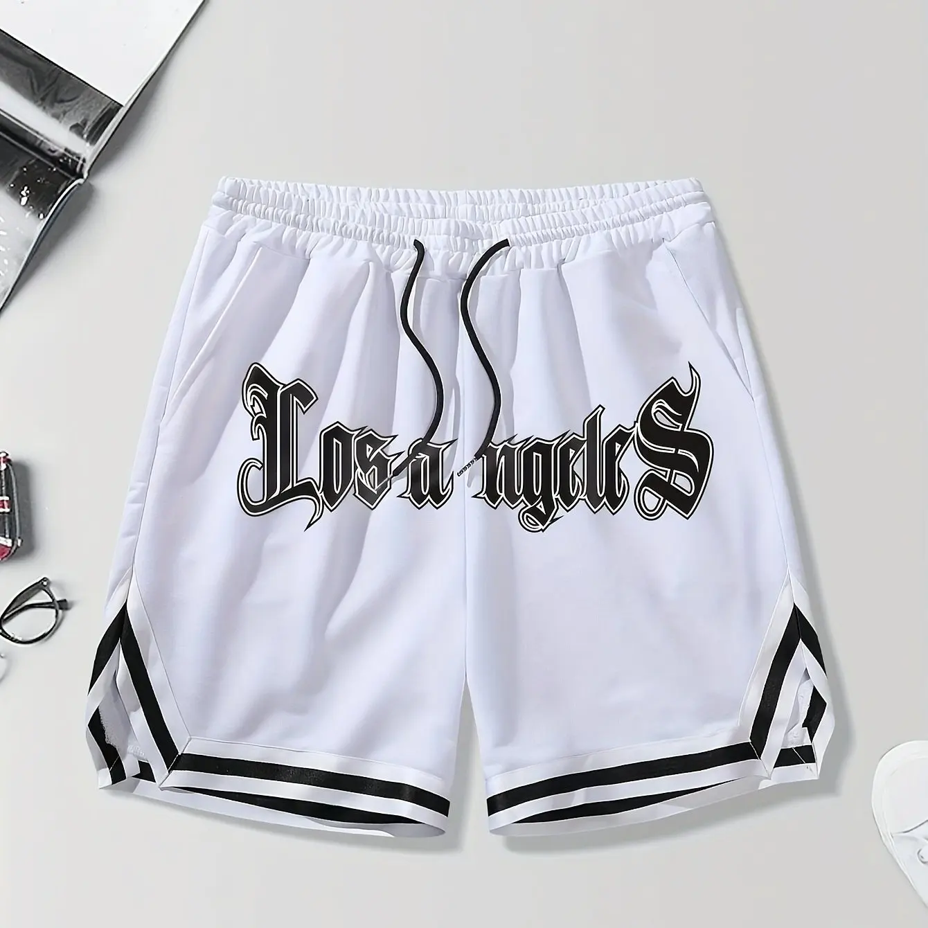 Sports shorts Stylish 3D Mens LOS ANGELES Alphabet Print Sports Shorts for summer basketball