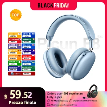 Picun F8MAX ANC Wireless Headphone 59dB Hybrid Active Noise Canceling Spatial Audio Earphone Bluetooth 6.0 Over Ear Headset 180H