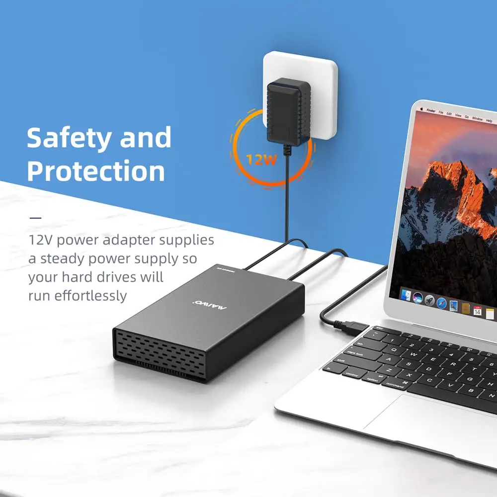 MAIWO Type-C External HDD Case for 2.5/3.5 inch SSD Hard Drive Box Enclosure up to 18TB SATA to USB 3.0 Hard Disk Case Adapter