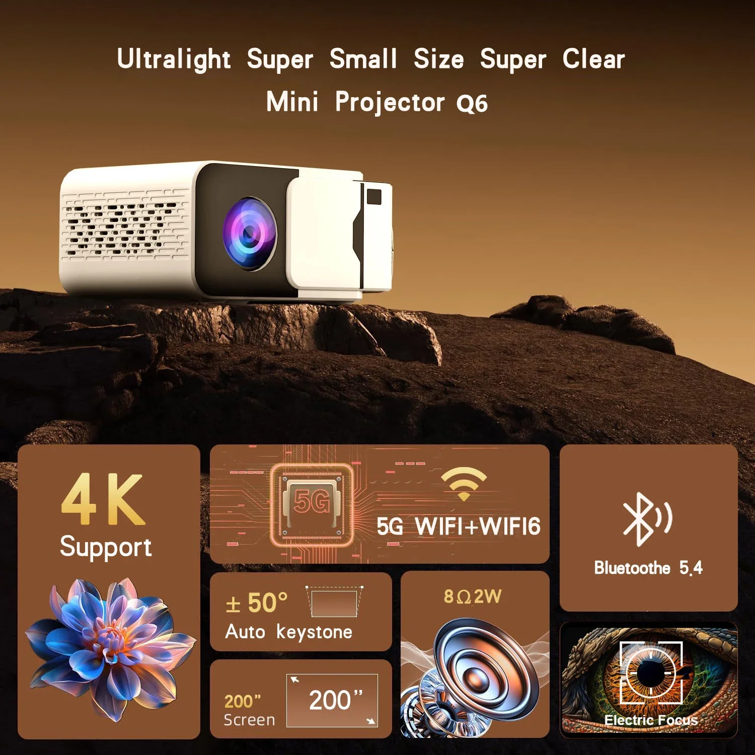 Portable Projector Vivicine Q6 Portable Home Movie Projector 300ANSI Android 13 Dual Wifi6 BT5.4 Cinema Outdoor Projector mini projector portable projector video projector