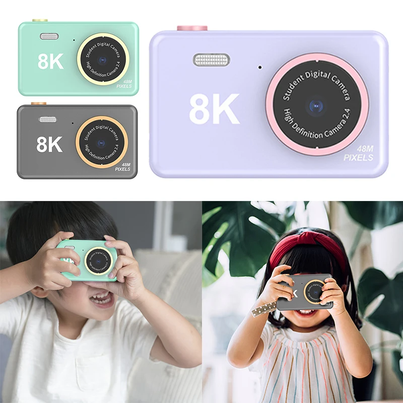 80MP Dual Photo Camera Birthday Gift 2.4 Inch HD Screen Children Camera USB Charging Digital SLR Cartoon with Card Reader