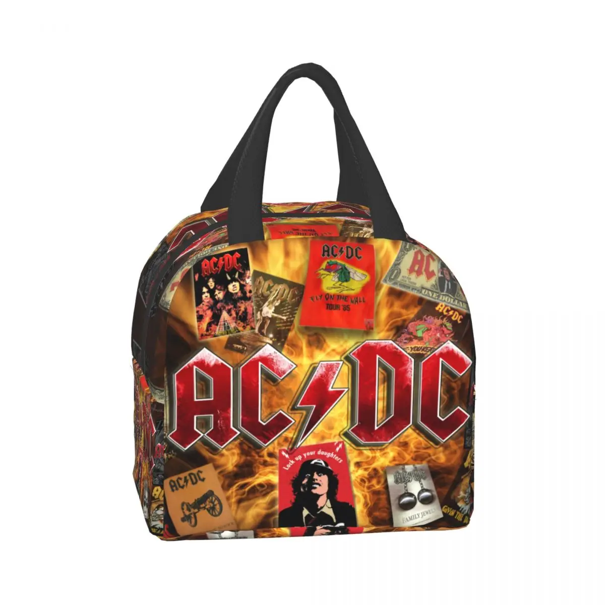 Vintage Heavy Metal Rock AC DC Insulated Lunch Bag Portable Picnic Thermal Cooler Bento Box For Women Children School Lunch Box