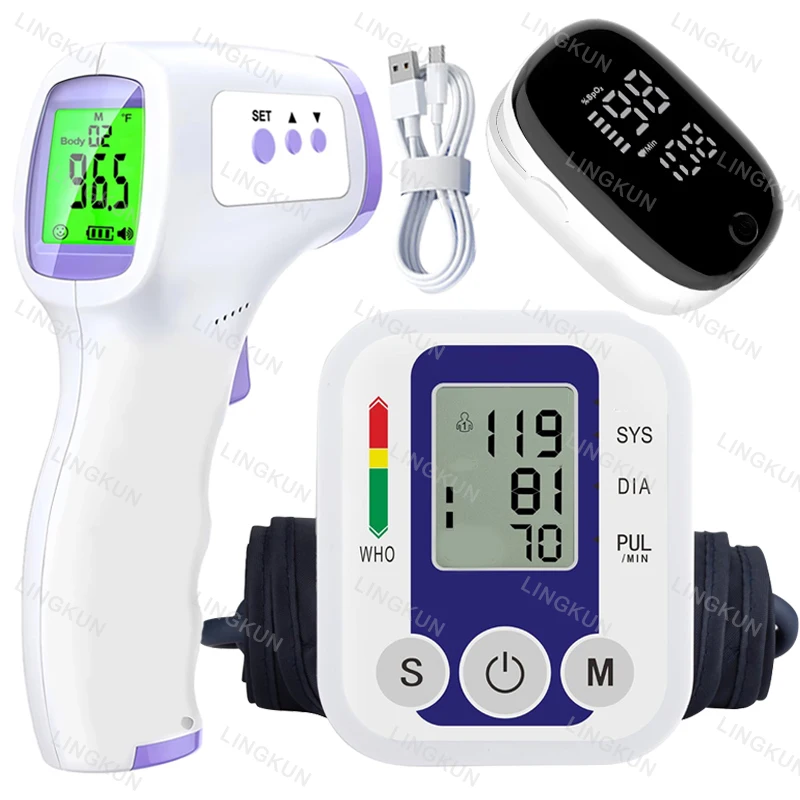 Digital Arm Blood Pressure Meter Cuff Medical Automatic Pressure Tonometer Tensiometer Heart Rate Pulse Meter BP Monitor Healthy