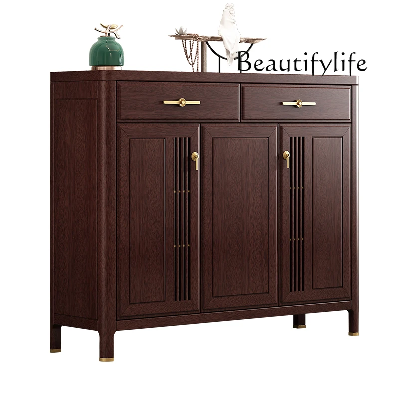 

Solid Wood Shoe Cabinet Home Doorway New Chinese Style Large Capacity Multi-Layer Pure Solid Wood Entrance Cabinet Integrated