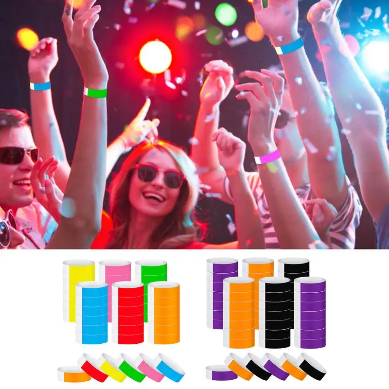 

600pcs Paper Wristbands Neon Wristbands Waterproof Wristbands for Party Concert Bar Entrance Adhesive Admission Wristbands