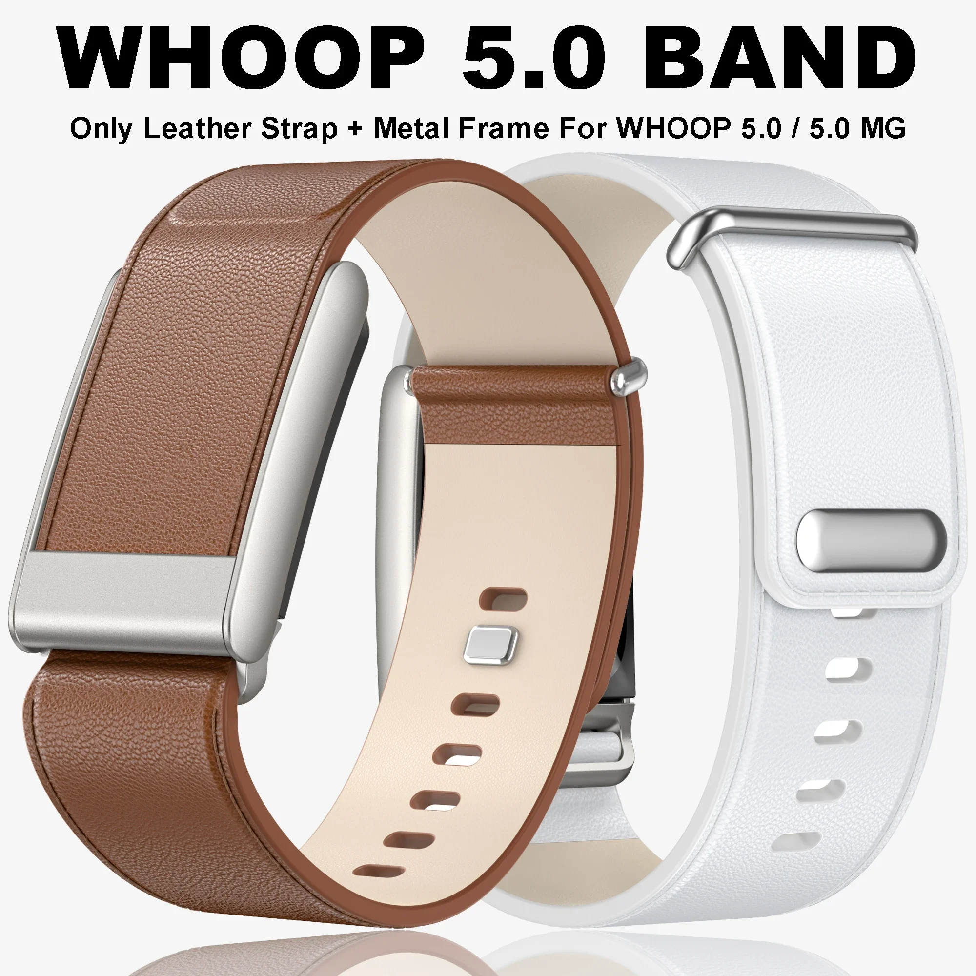 Premium Leather Sports Strap - Adjustable Comfort Bracelet Band with Metal Head Design