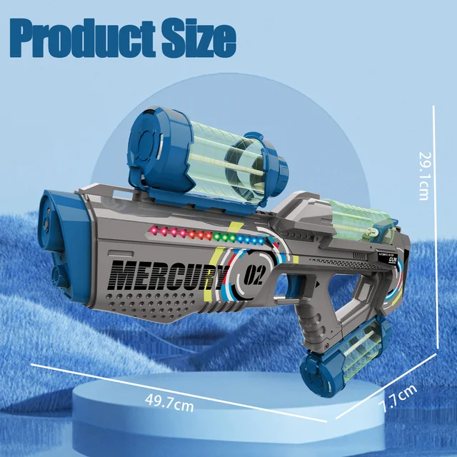 Summer Fully Automatic Electric Water Gun with Light Rechargeable Continuous Firing Party Game Kids Space Splashing Toy Boy Gift 4
