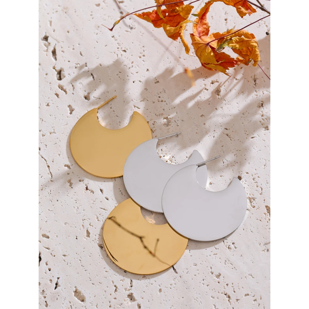 Yhpup Earrings C-Shape Stainless Steel