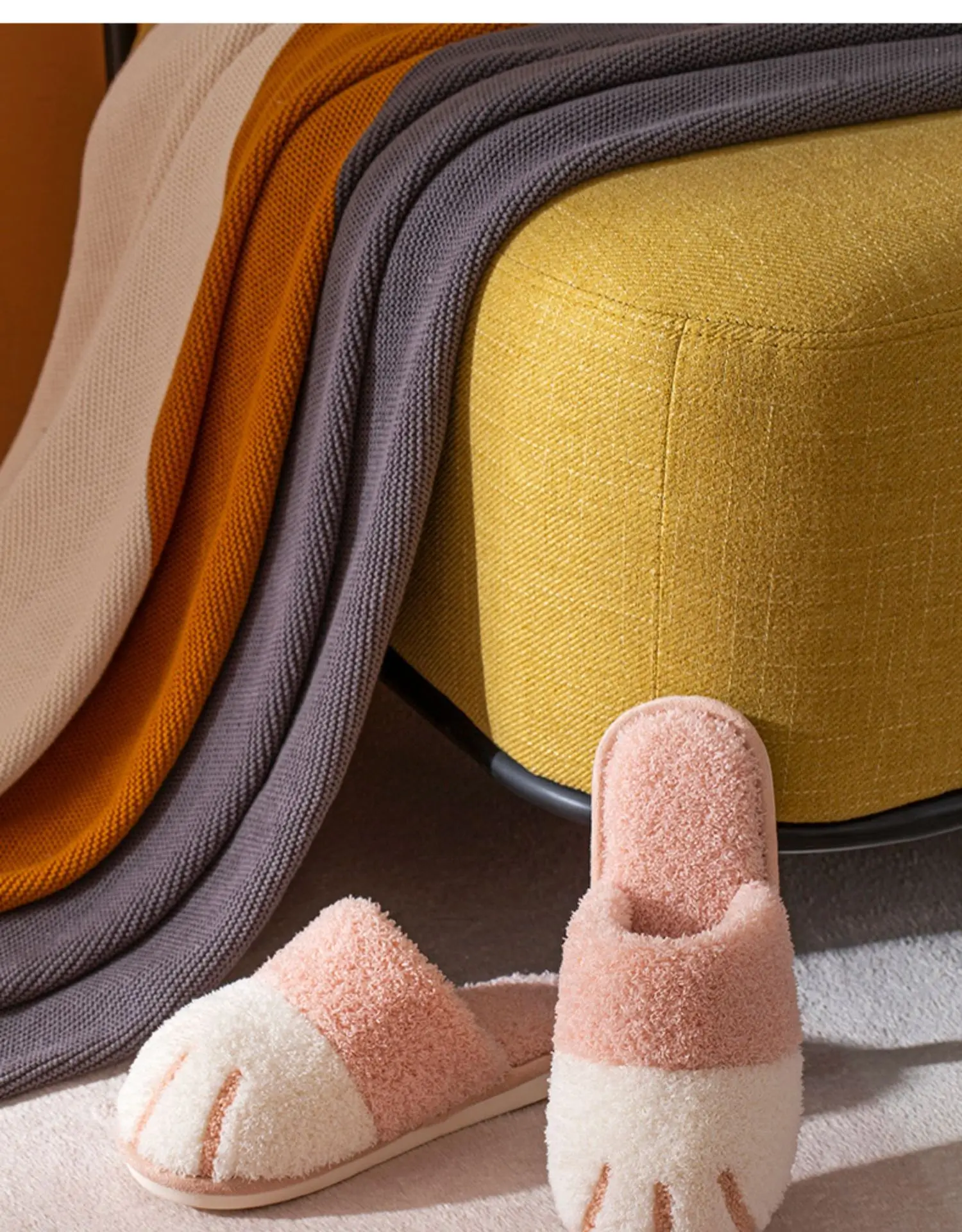 Evshine Katzenpfote Warme Hausschuhe für Frauen Winter Plüsch Hausschuhe Niedliche Mode Fell Hausschuhe Paar Innen Schlafzimmer Fuzzy Schuhe – Detail 5