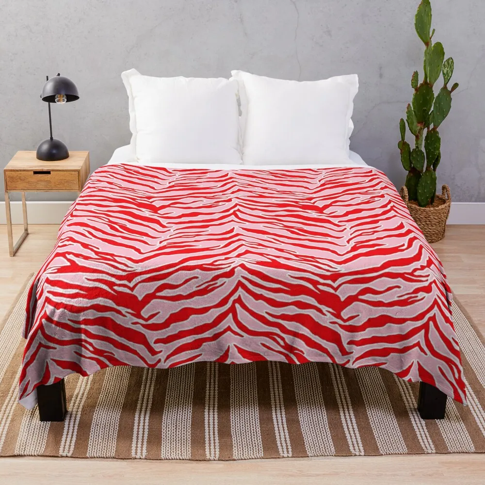 

Tiger Print - Red and Pink Throw Blanket Blankets For Bed blankets ands for babies Summer Blankets
