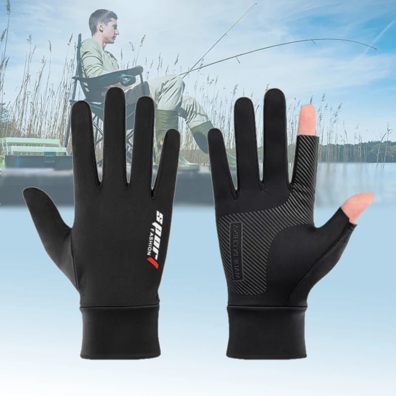 1Pair Fishing Gloves 2 Finger Flip Waterproof Windproof Photograph Men Women Gloves Velvet Warm Protection Fish Angling