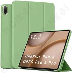 Elegant Trifold PU Leather Stand Case for OPPO Pad 4 Pro 13.2 (Light Green)