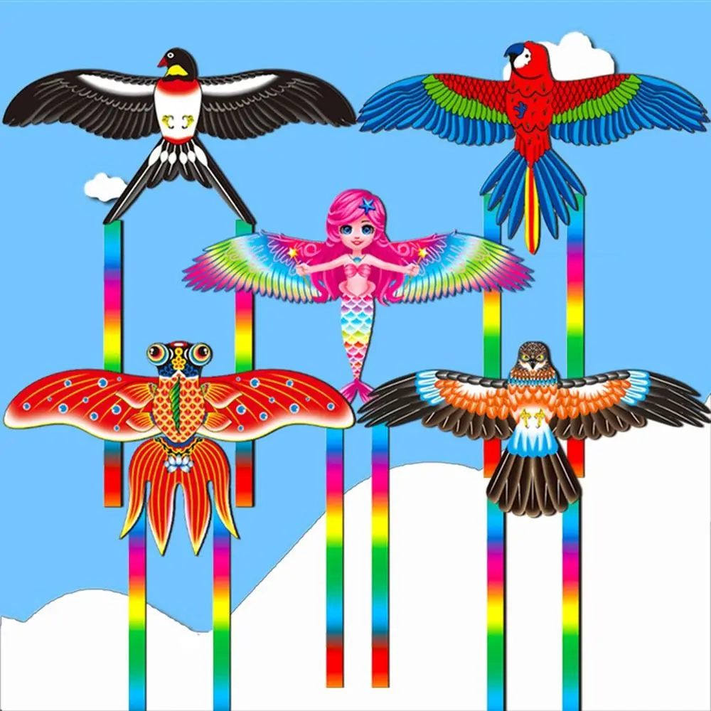 DIY Plastic Dynamic Kites Lightweight Easy Control Fishing Rod Kites Cartoon Long Tail Kites Kids Gift 3