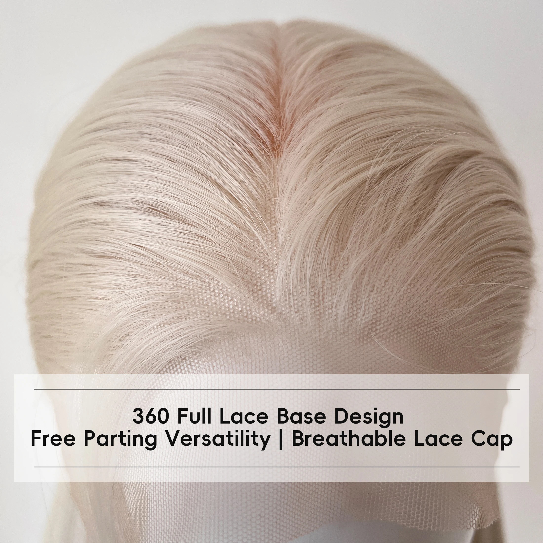 Parrucca Full Lace 22 Pollici Biondo Platino Capelli Sintetici Biondo Argento Senza Colla Cosplay Festival Feste Unisex Annodata a Mano Resistente al Calore - immagine 2