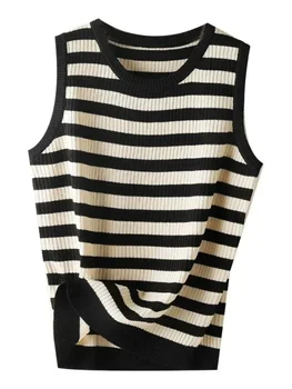 شريط تانك قميص ناعم للنساء ملابس الصيف ضيق ومثير تانك القمم محبوك أسفل قميص وبلوزة بلا أكمام للملابس الخارجية 2025