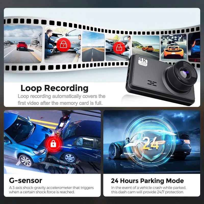 4K Car DVR GPS Dash Cam for Cars Front and Rear Camera WIFI Control Video  Recorder Rear View Camera for Vehicle Parking Monitor