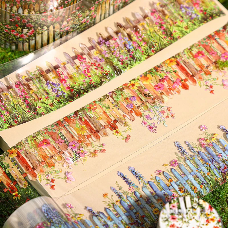 Mr. Paper 6Style 1Roll/bag fence small yard series flower aquascape PET tape DIY handbook scrapbook photo frame calendar 3