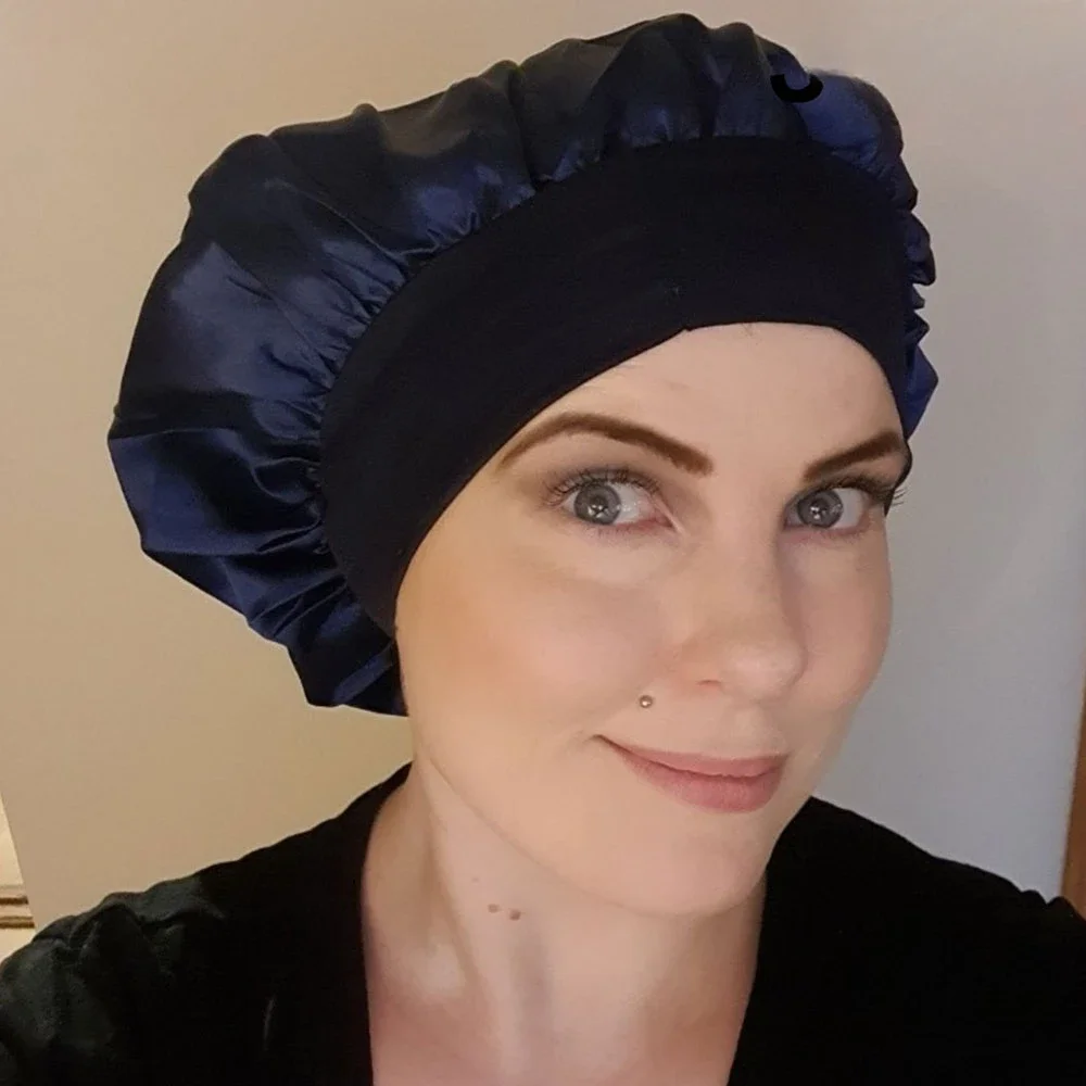 Hair Bonnet Satin Bonnet Satin Nightcap Sleeping Cap Solid Satin Bonnet Wide-brimmed Sleeping Hat Unisex Elastic Band Cap Hair Care Bonnet Shower Cap Hair Styling Tools