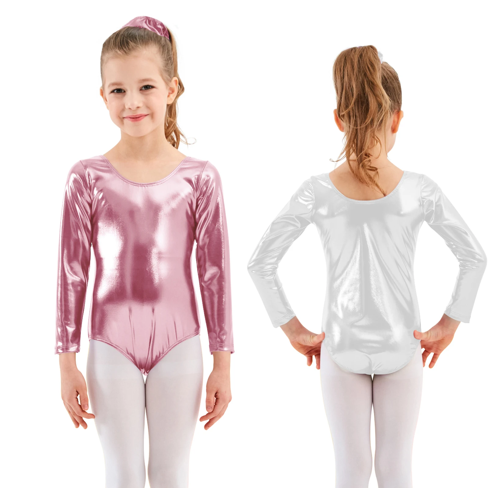 Ballet Dance Leotard AOYLISEY Girls Gymnastics Bodysuit Long Sleeve Gold Rombers Spandex Costume