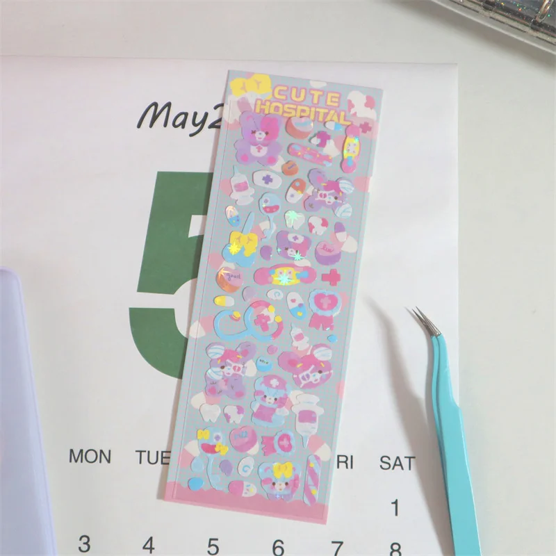 1Pc Kawaii Bear Rabbit Stickers Scrapbooking Decorative Ribbon Cute Sticker Korean DIY Diary Album Stick Label School Stationery