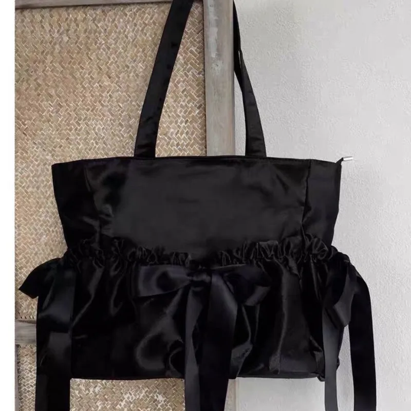 JIAERDI Harajuku Bow Silver Messenger Bag Women Sweet Cool Soft Large Capacity Ita Bags Ladies Fairycore Aesthetic Y2k Bag Chic