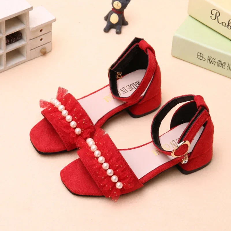 Girls Summer Sandals Kids Fashion Princess Pearl Wedding Party