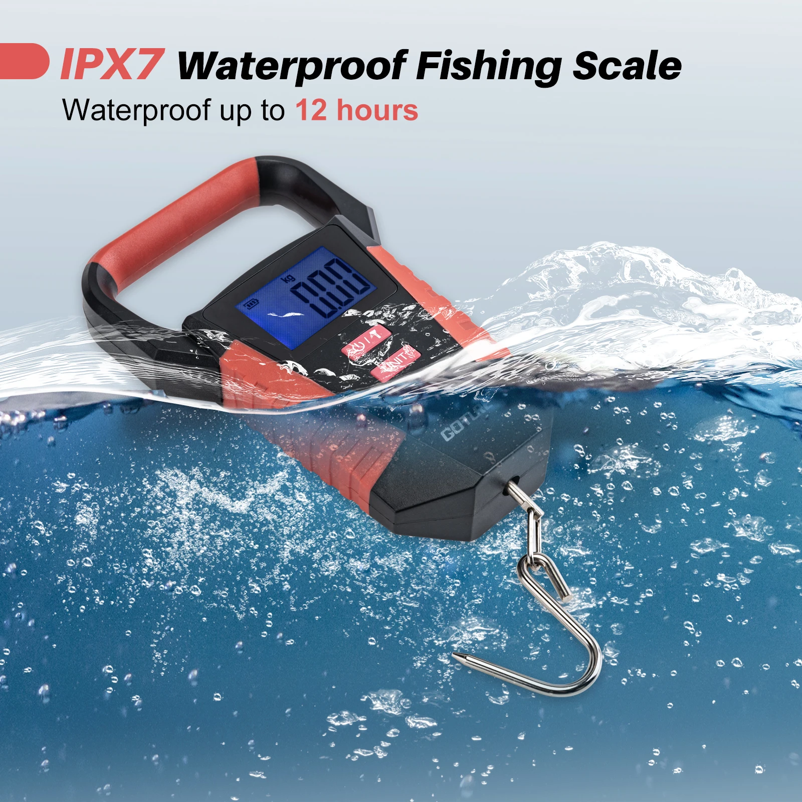 Goture Portable Waterproof Fishing Scale Max 50kg LCD Kitchen