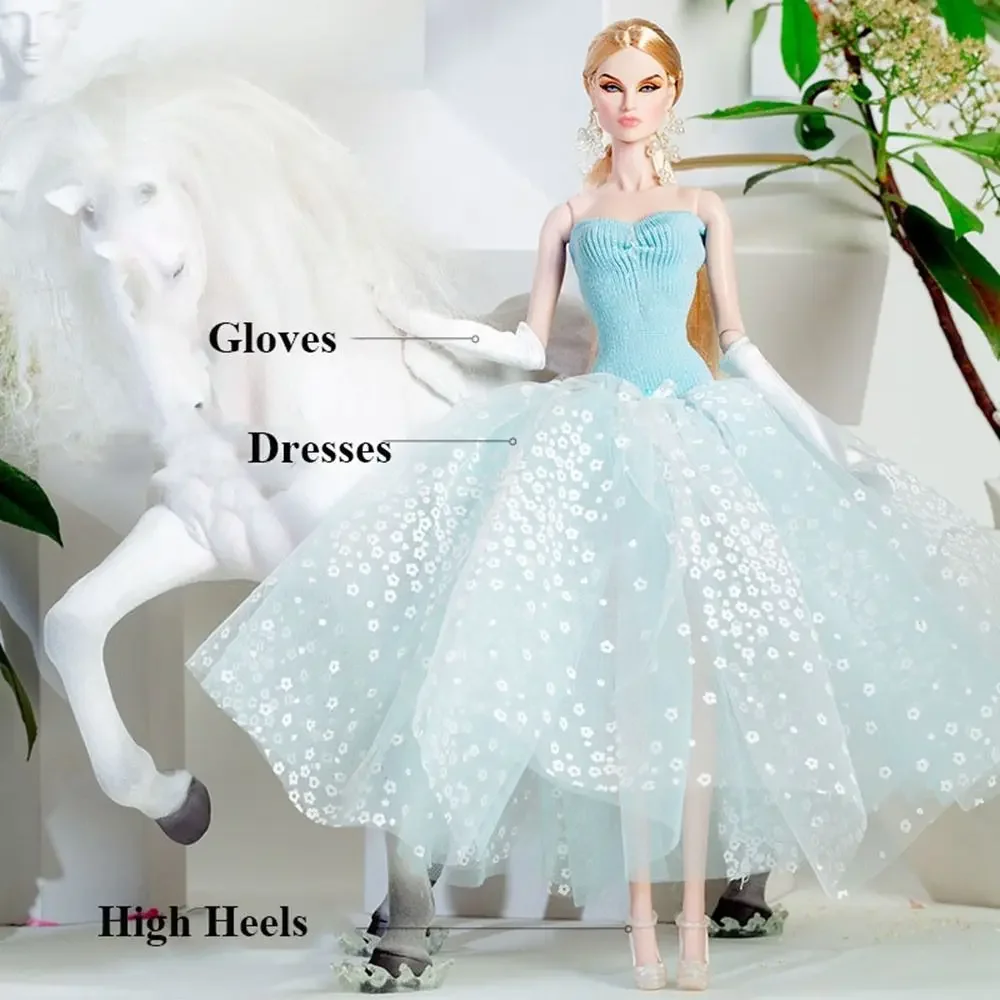 Blue Embroidery Doll Clothes Suit for 11.5 Inch Fashion Dolls
