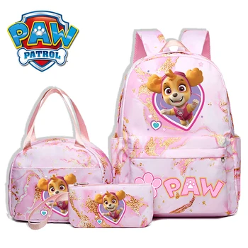 3 pezzi Paw Patrol Zaino Borsa per il pranzo Astuccio Set Anime Cartoon Moda Zaino per studenti Studenti Nuovo materiale scolastico seminterrato 1