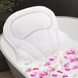 Luxurious Bath Pillow with Soft 4D Air Mesh Fabric - Ultimate Comfort for a Relaxing Spa Experience (White)