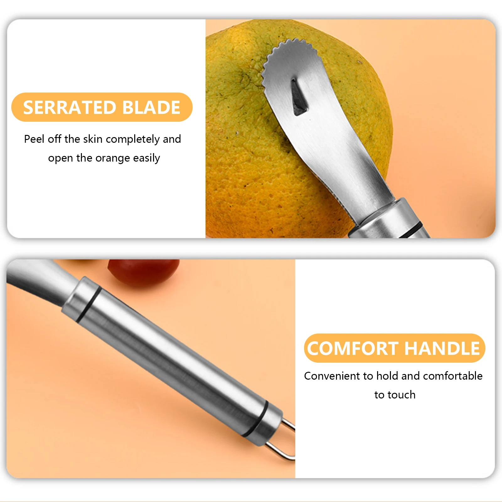 Handheld Orange/Pomelo Peeler Serrated Edge Flesh and Skin Separate Easily for Lime Bar Restaurant