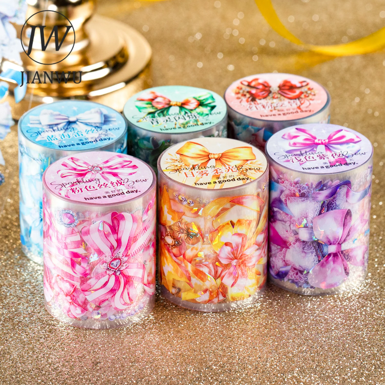 JIANWU 반짝이는 활 시리즈 빈티지 쉘 가벼운 소재 콜라주 pet 테이프, 창의적인 DIY 저널 문구, 50mm * 200cm